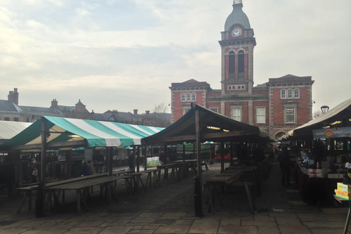 Empty Tables at Chesterfield Market