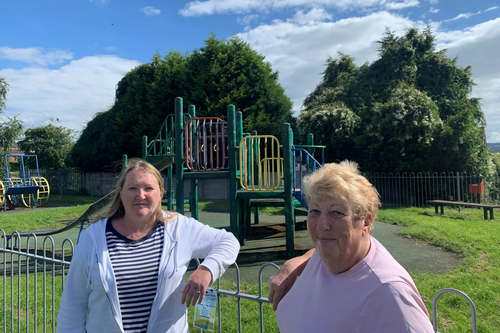 Cllrs Katherine Hollingworth and Maureen Davenport at Badger Park