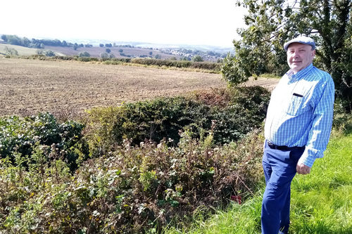 Cllr Paul Jacobs at the site of the proposed new housing development