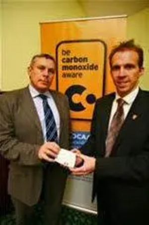 Paul at the launch of the new 'Be Carbon Monoxide Aware' logo.