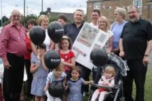 Paul Holmes MP, Cllrs Craw, Collins and Stone with Nicola Smith, Simon Kendrick and other RAAW campaigners at Old Whittington Gala.